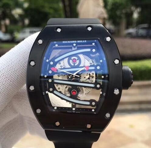 Replica Richard Mille RM 59-01 Black Ceramic Black Skeleton Dial Watch